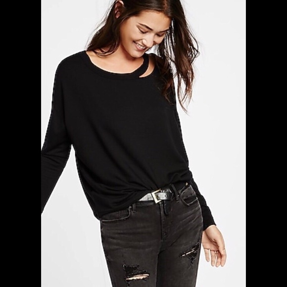 EXPRESS One Eleven Slash Neck Sweatshirt - Picture 8 of 8